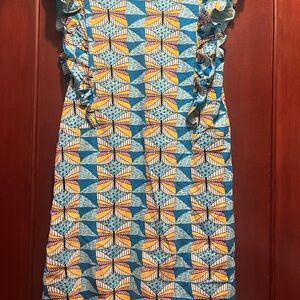 Tea Collection Teal and Yellow Patterned Dress NWOT